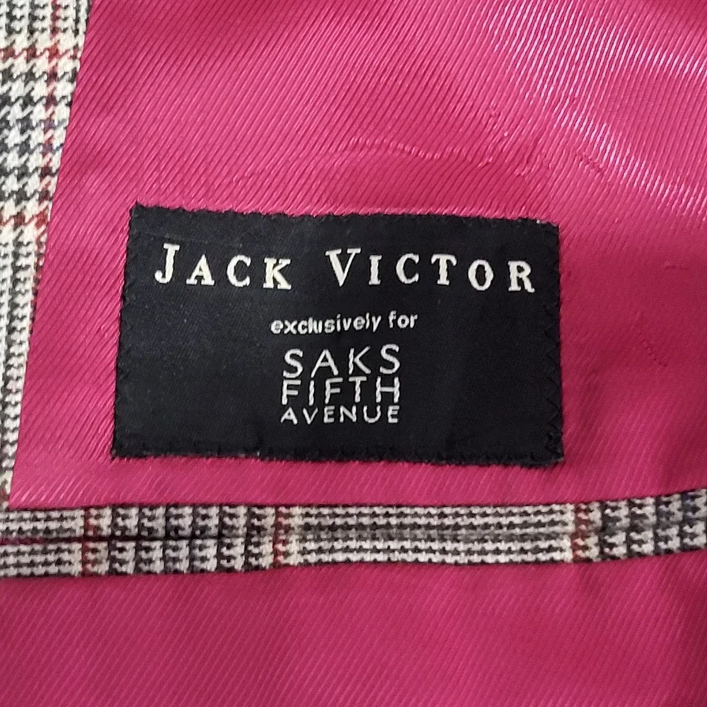 Jack Victor Loro Piana 100% Cashmere Blazer 44L Glen Plaid Luxury Classic Formal